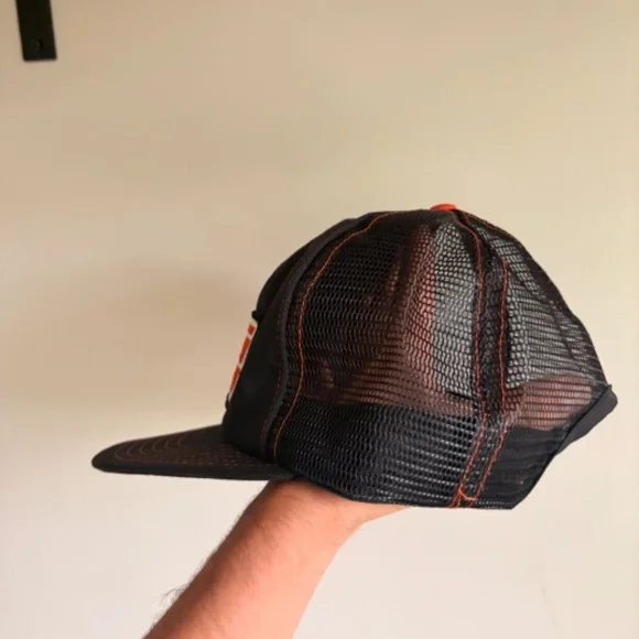 Vintage TALLMAN TRANSPORTS Trucker hat Mesh Orange Black Victory Caps - Picture 4 of 8